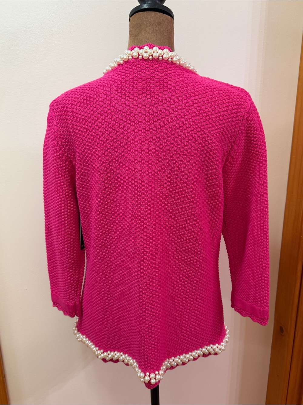 Boston Proper. Crochet Pink Perl Cardigan. Size S. - Picture 2 of 10